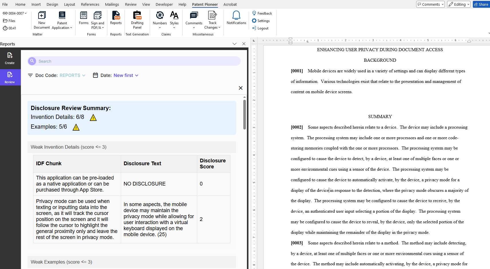 AI drafting interface